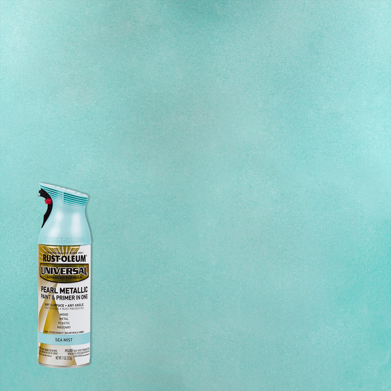 Rust-Oleum Universal Premium Metallic Spray Paint, versatile for any surface, featuring a durable, high-gloss finish.