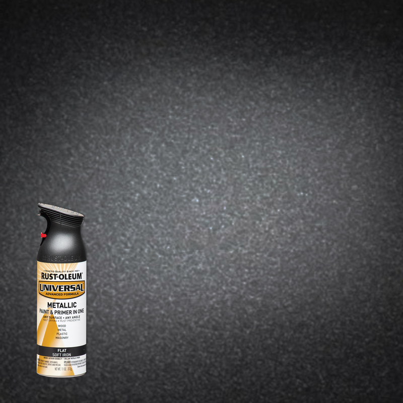 Rust-Oleum Universal Premium Metallic Spray Paint, versatile for any surface, featuring a durable, high-gloss finish.
