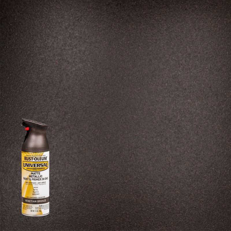 Rust-Oleum Universal Premium Metallic Spray Paint, versatile for any surface, featuring a durable, high-gloss finish.