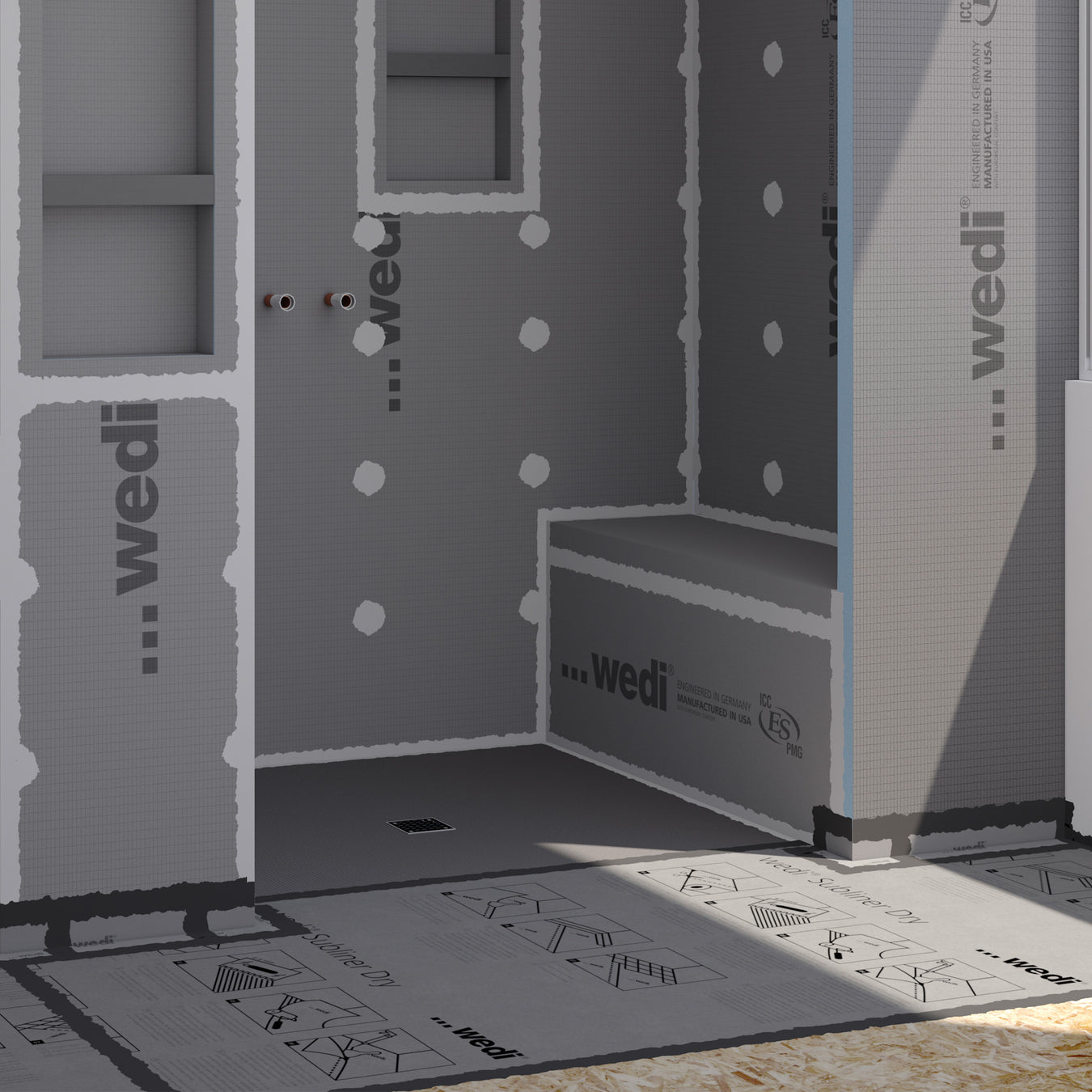 Wedi Subliner Dry Waterproofing Sheet Membrane Room
