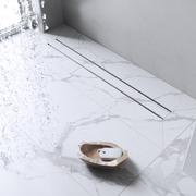 Guru Evolux Linear Tileable Drain & Strainer - Stainless Steel, sleek design, and superior drainage solution for modern bathrooms.