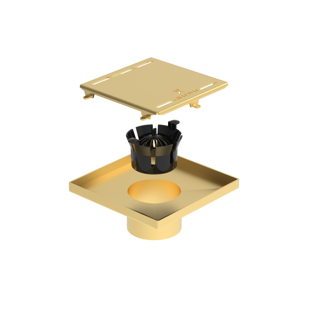 Guru Evolux 4-1/2 inch Lisa Drain and Strainer in Gold - Premium Linear Drain Solution