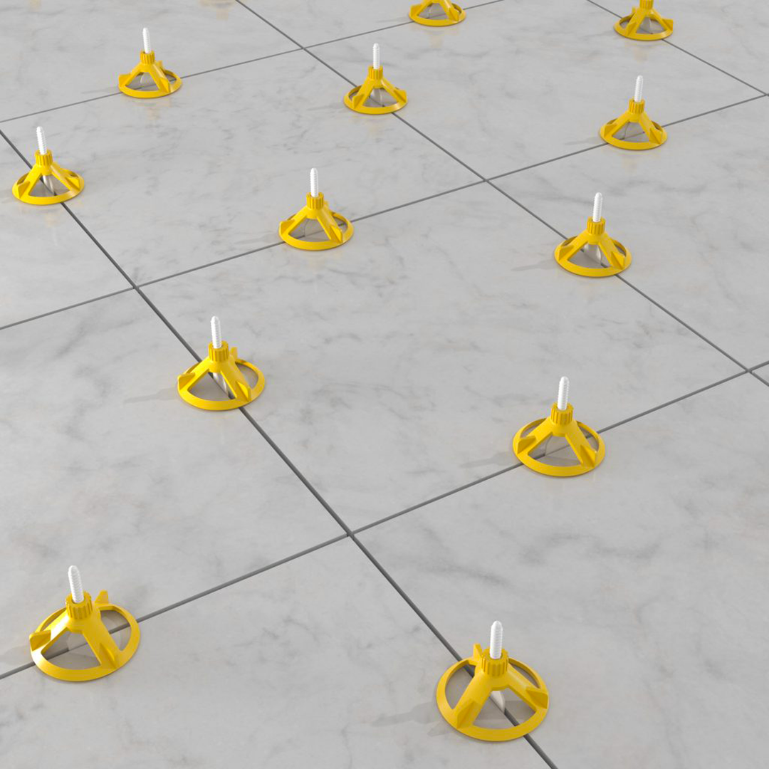 QEP LASH 360 Tile Leveling System Caps Installed