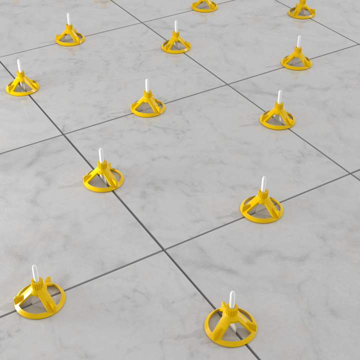 QEP LASH 360 Tile Leveling System Caps Installed