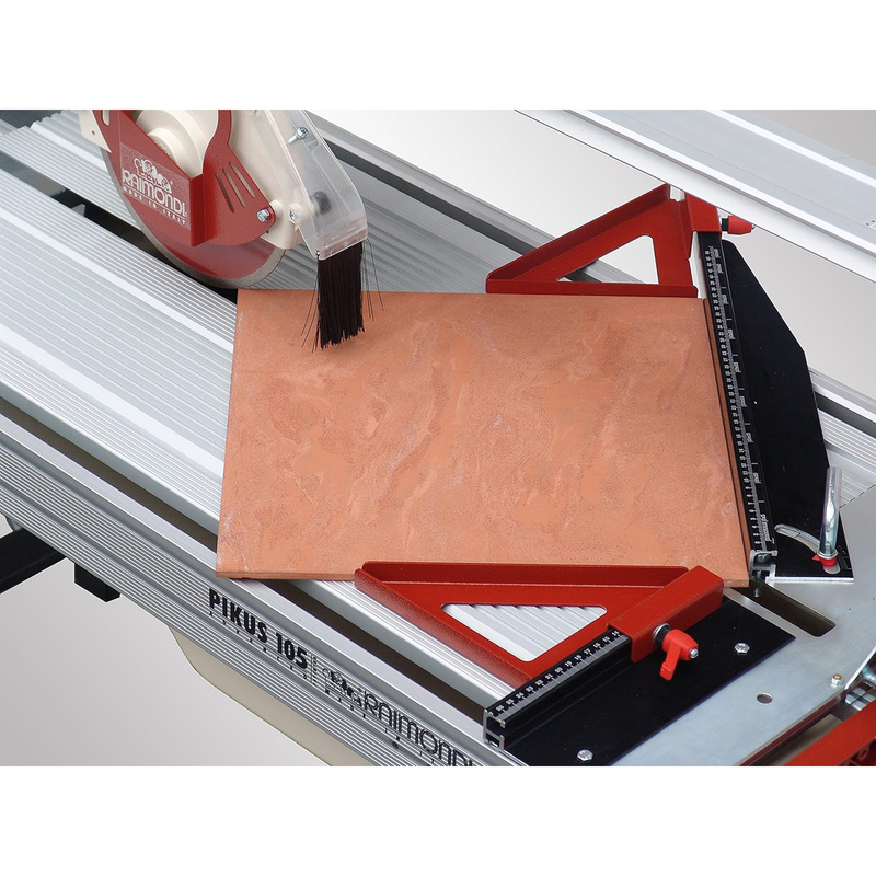 Raimondi Gladiator 105 41" Tile Saw with porcelain tile on the cutting table
