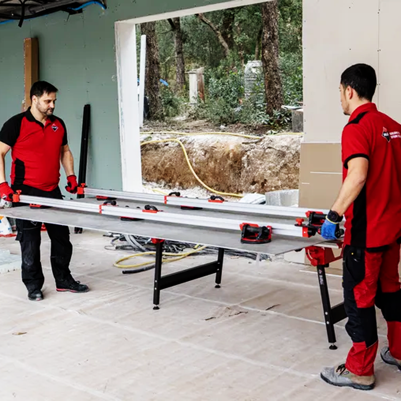 RUBI Ergonomic Large Format Tile Transport System carrying porcelain slab sheet