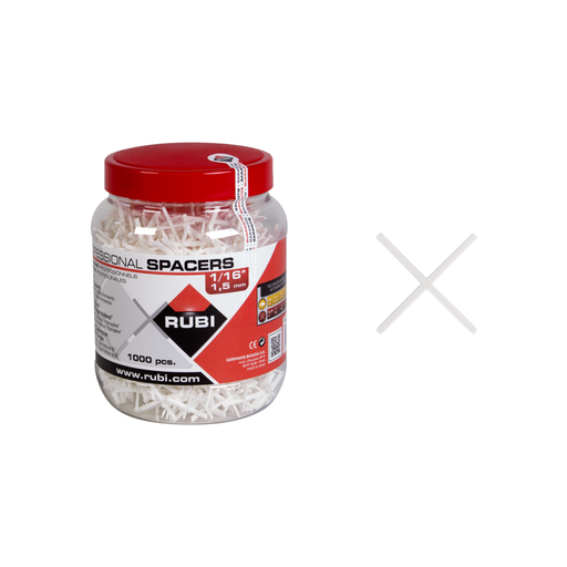 Rubi Tools 1/16" + Joint Tile Spacers, 1000pc Jar