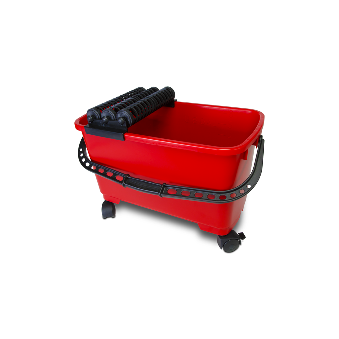 Rubi Tools RUBICLEAN TRIPLE SUPERPRO Wash Bucket - High-capacity wash bucket with triple roller system for efficient tile cleaning and maintenance.