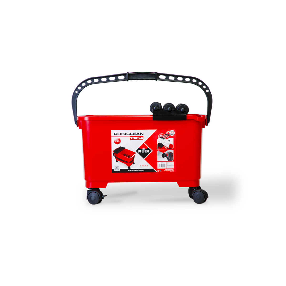 Rubi Tools RUBICLEAN TRIPLE SUPERPRO Wash Bucket - High-capacity wash bucket with triple roller system for efficient tile cleaning and maintenance.