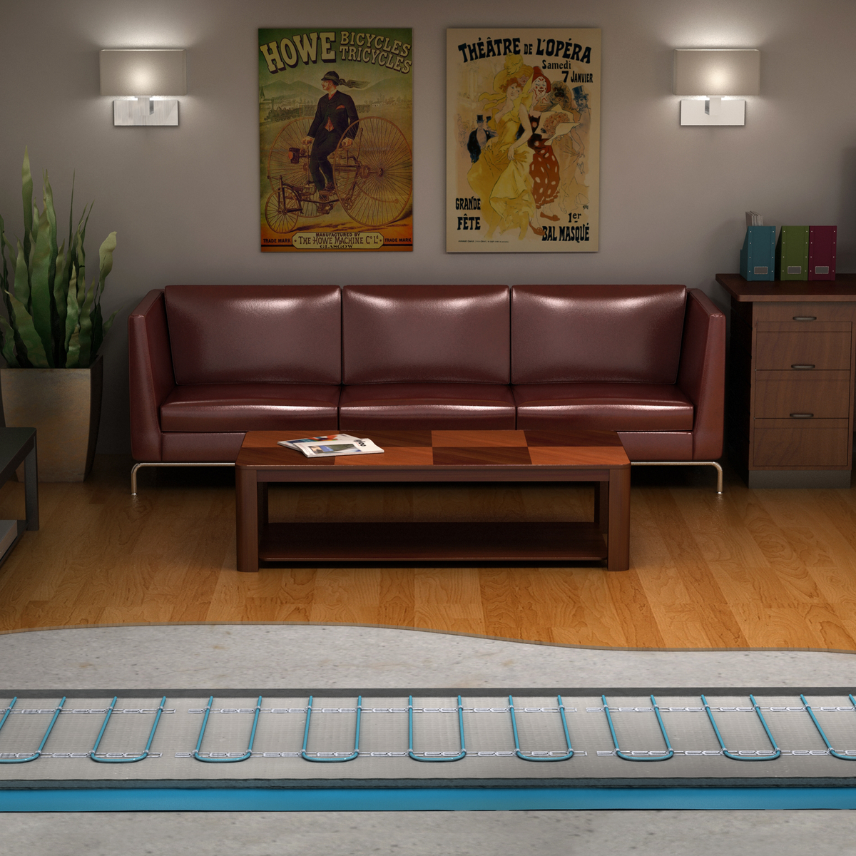 Warmup In-Slab Electric Heating Cable System Basement Render