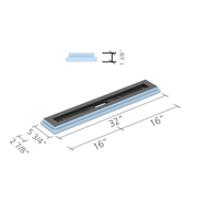 wedi Fundo Riolito Neo Modular Shower System Drain Module Diagram, 32" x 5-3/4"
