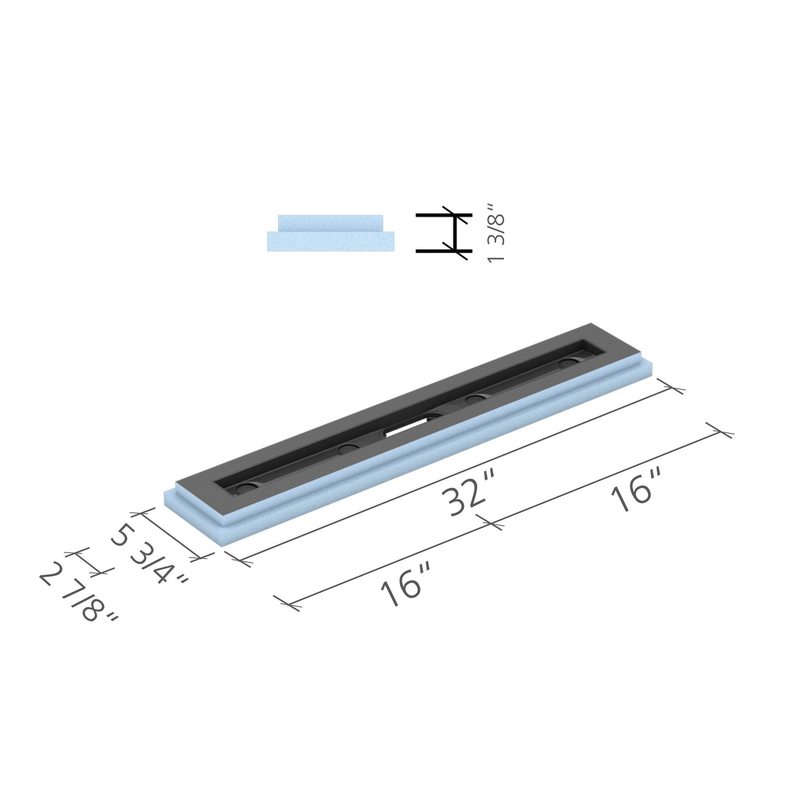 wedi Fundo Riolito Neo Modular Shower System Drain Module Diagram, 32" x 5-3/4"
