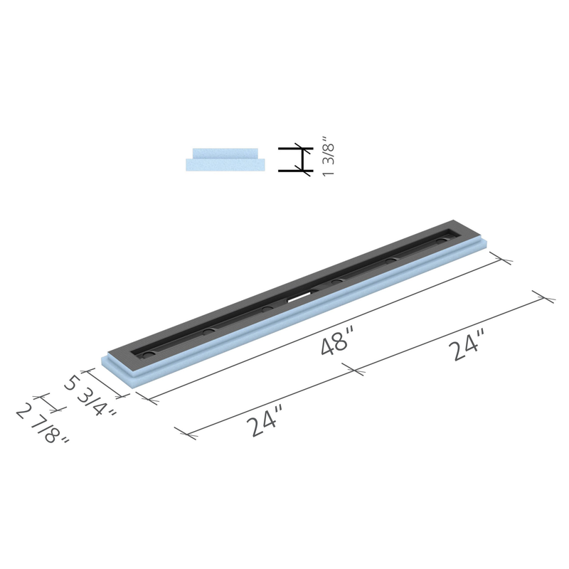 wedi Fundo Riolito Neo Modular Shower System Drain Module Diagram, 48" x 5-3/4"
