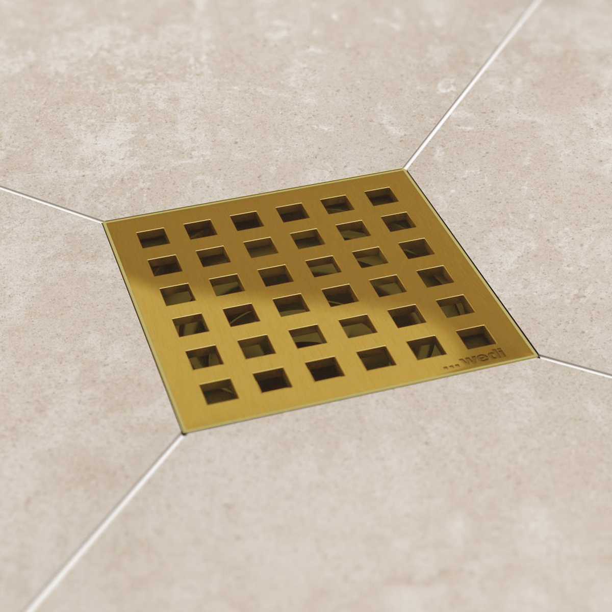 Wedi Premium Drain Cover, Gold Installed
