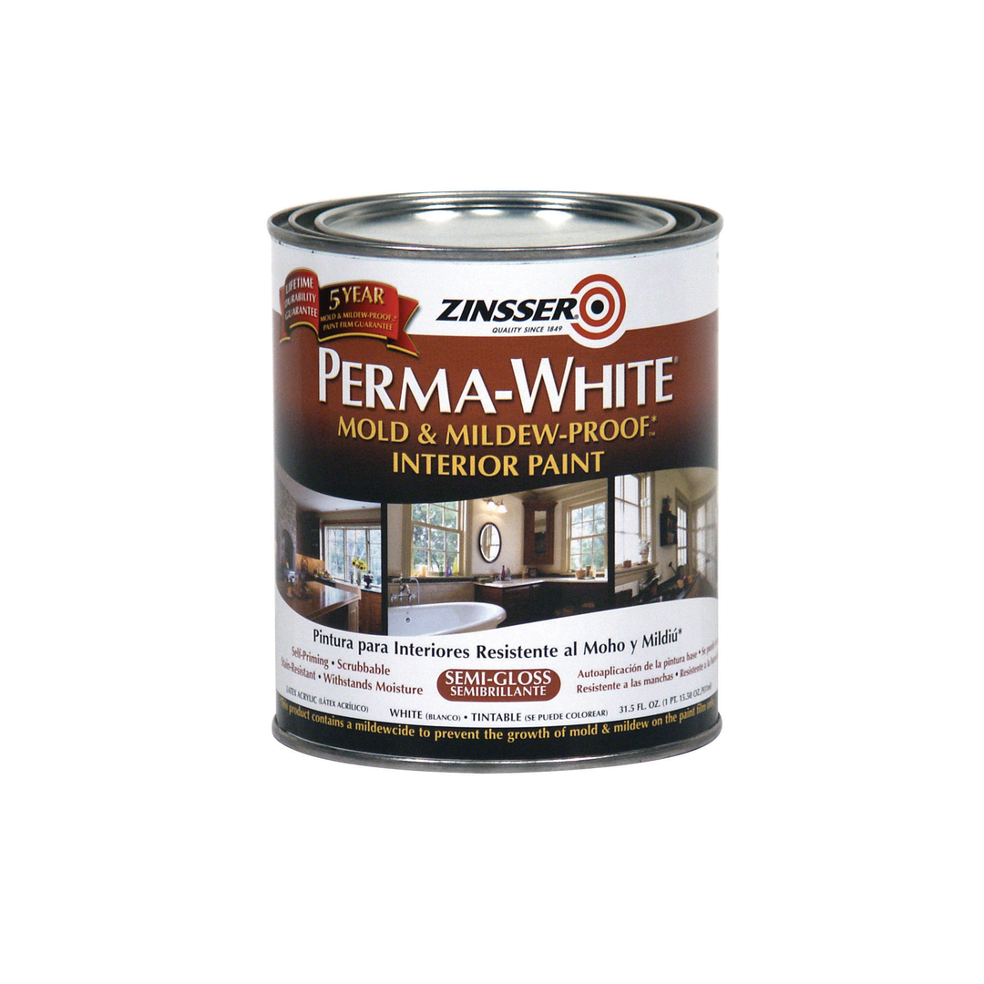Zinsser PERMA-WHITE Mold & Mildew-Proof Interior Paint, 32oz, Semi-Gloss