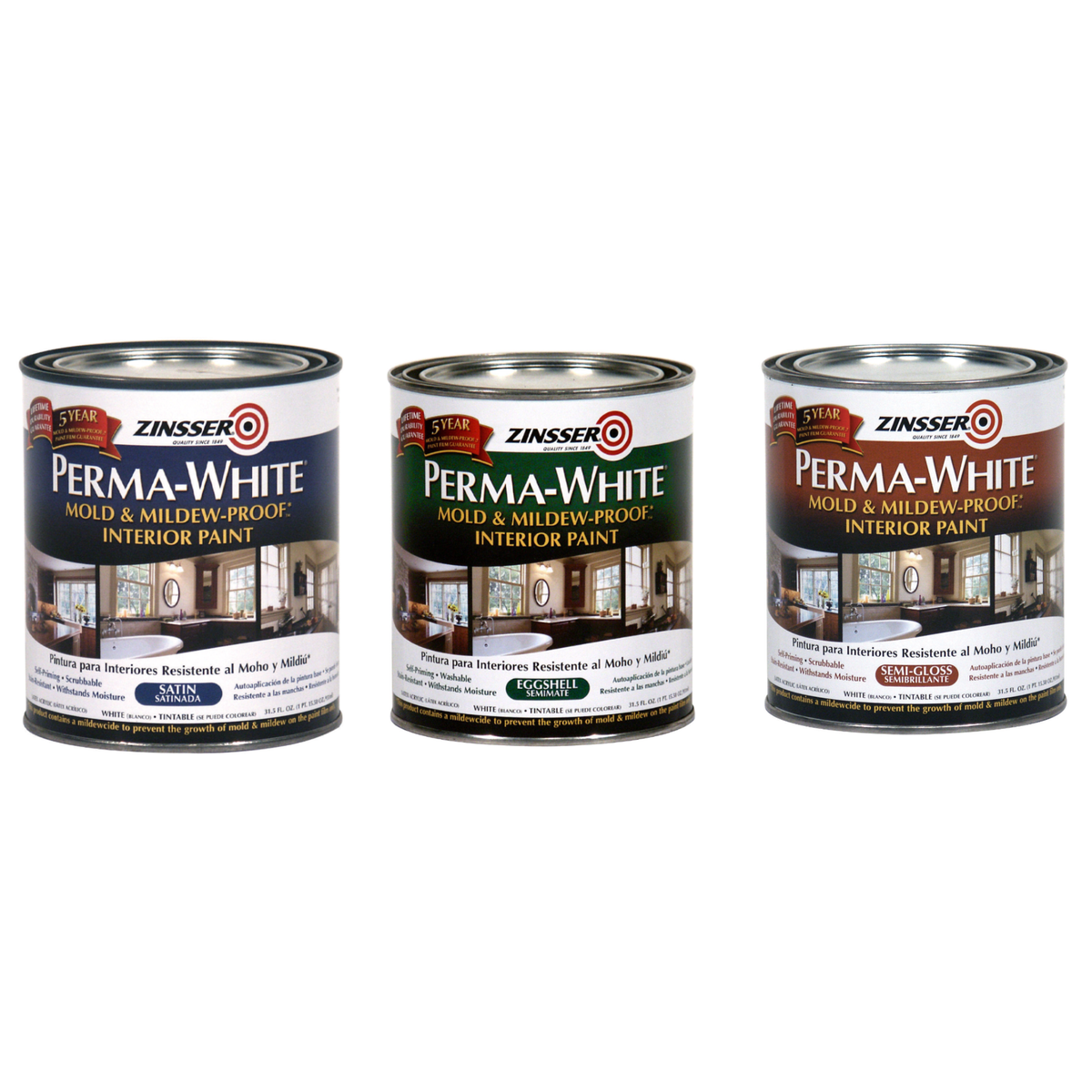 Zinsser PERMA-WHITE Mold & Mildew-Proof Interior Paint, 32oz