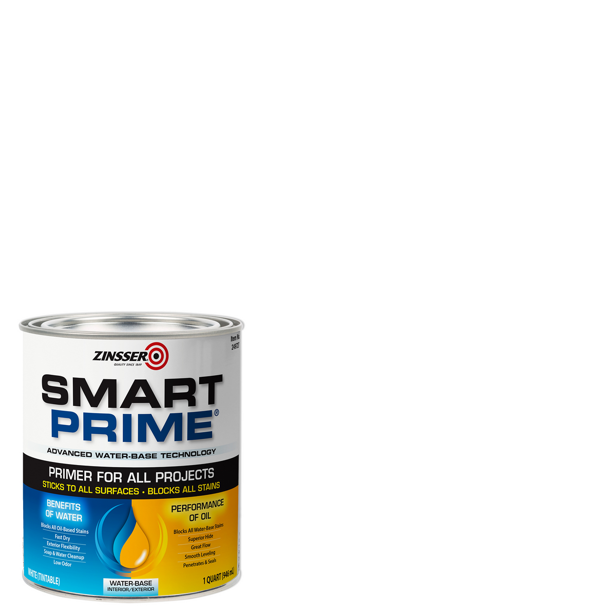 Zinsser Smart Prime Quart Can - Superior Primer for Professional Use