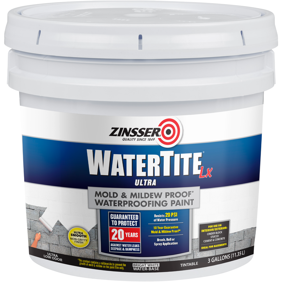 Zinsser WATERTITE-LX Ultra Mold & Mildew-Proof Waterproofing Paint, 3 Gallon
