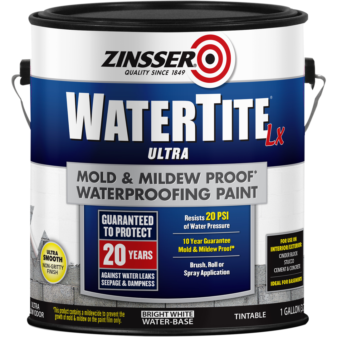 Zinsser WATERTITE-LX Ultra Mold & Mildew-Proof Waterproofing Paint, gallon
