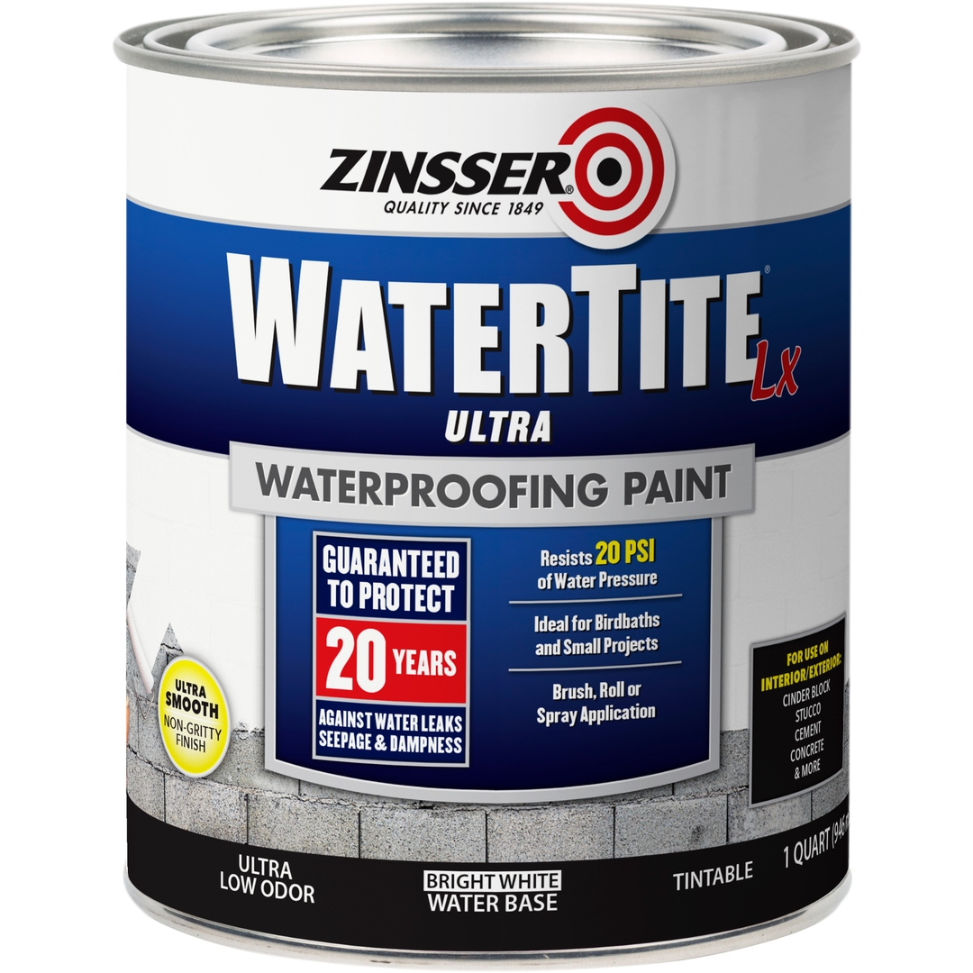  Zinsser WATERTITE-LX Ultra Mold & Mildew-Proof Waterproofing Paint, Quart